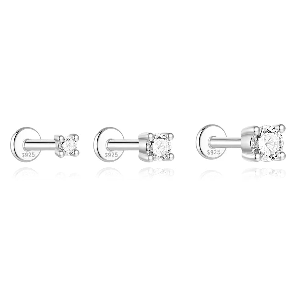 925 Sterling Silver Moissanite Stud Earrings Screw Back Four Claw Small Classic Fashion Jewelry BandsCo Straps