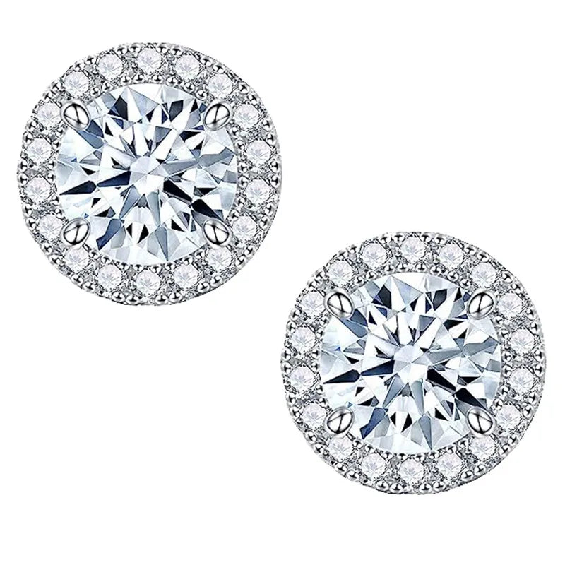 925 Sterling Silver Moissanite Stud Earrings 0.5/1 Ct Round Screw Unisex BandsCo Straps