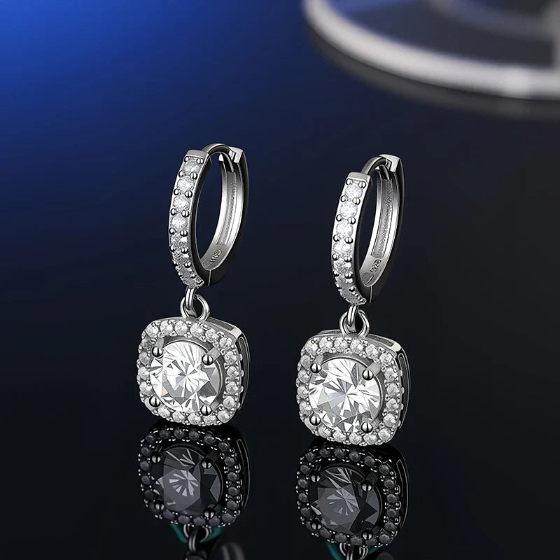 925 Sterling Silver Moissanite Stud Earrings VVS1 Cut GRA Certificate Unisex BandsCo Straps