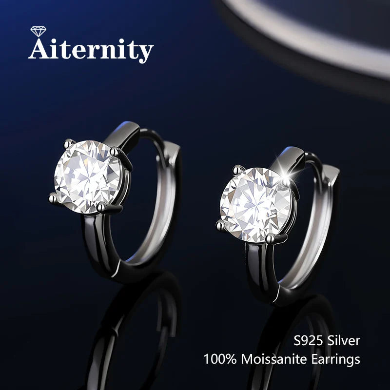 925 Sterling Silver Moissanite Stud Earrings VVS1 Cut GRA Certificate Unisex BandsCo Straps