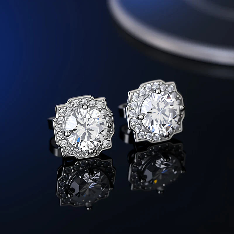 925 Sterling Silver Moissanite Stud Earrings VVS1 Cut GRA Certificate Unisex BandsCo Straps