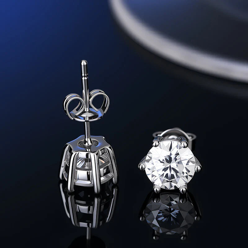 925 Sterling Silver Moissanite Stud Earrings VVS1 Cut GRA Certificate Unisex BandsCo Straps