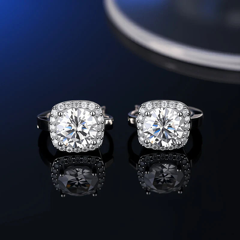 925 Sterling Silver Moissanite Stud Earrings VVS1 Cut GRA Certificate Unisex BandsCo Straps