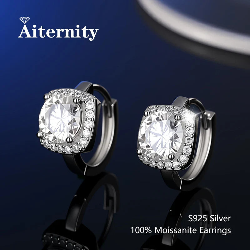 925 Sterling Silver Moissanite Stud Earrings VVS1 Cut GRA Certificate Unisex BandsCo Straps