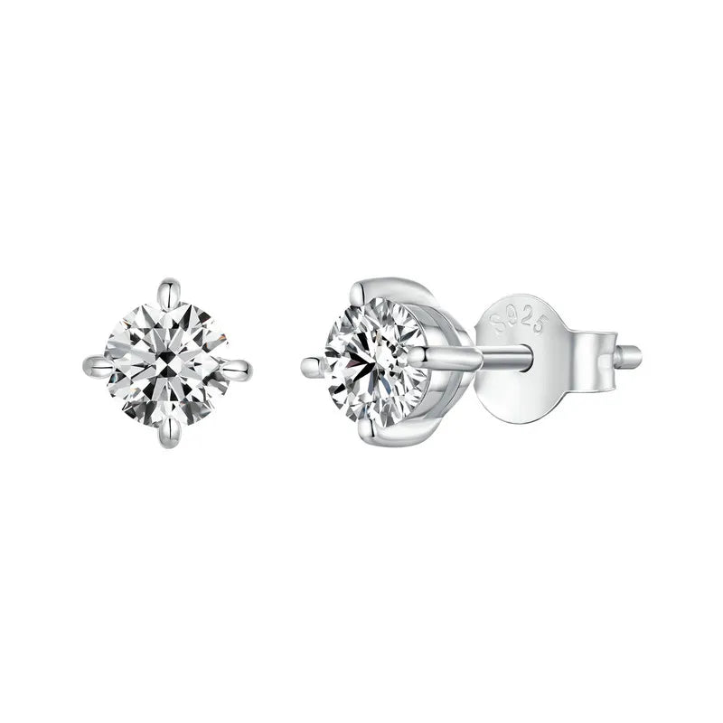 925 Sterling Silver Moissanite Stud Earrings VVS1 Lab Diamond Gift Unisex Party BandsCo Straps