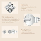 925 Sterling Silver Moissanite Stud Earrings VVS1 Lab Diamond Gift Unisex Party BandsCo Straps