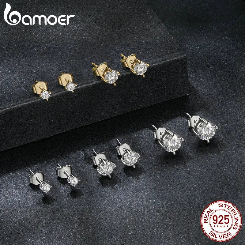 925 Sterling Silver Moissanite Stud Earrings VVS1 Lab Diamond Gift Unisex Party BandsCo Straps