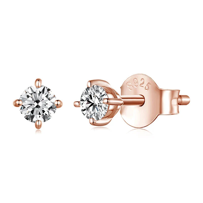 925 Sterling Silver Moissanite Stud Earrings VVS1 Lab Diamond Gift Unisex Party BandsCo Straps
