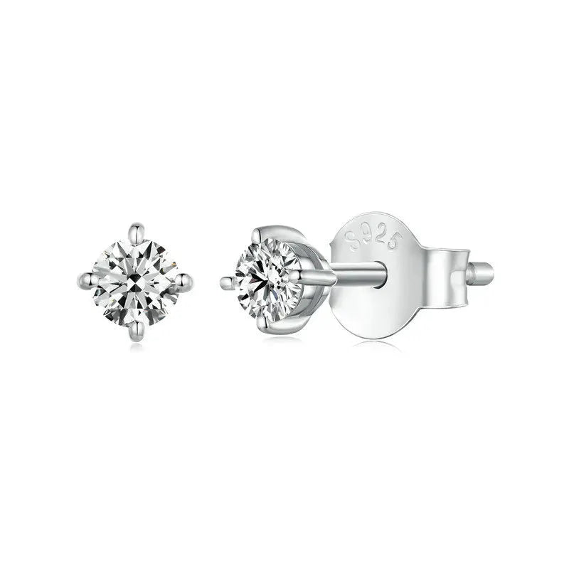 925 Sterling Silver Moissanite Stud Earrings VVS1 Lab Diamond Gift Unisex Party BandsCo Straps