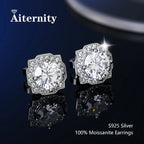 925 Sterling Silver Moissanite Stud Earrings VVS1 Cut GRA Certificate Unisex BandsCo Straps