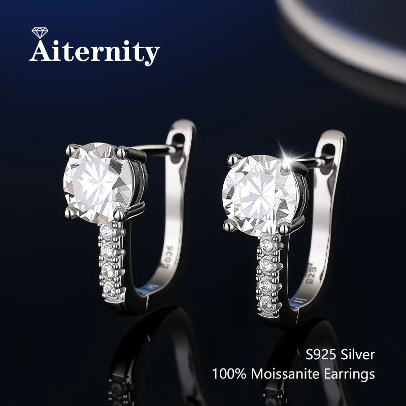 925 Sterling Silver Moissanite Stud Earrings VVS1 Cut GRA Certificate Unisex BandsCo Straps