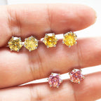 925 Sterling Silver Moissanite Stud Earrings Round VVS1 Pink Yellow Gift BandsCo Straps