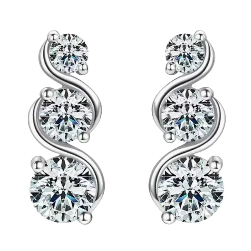 925 Sterling Silver Moissanite Twisted Stud Earrings Couples Personalized BandsCo Straps