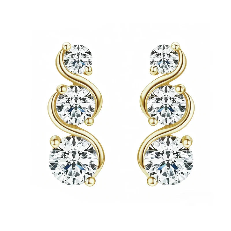 925 Sterling Silver Moissanite Twisted Stud Earrings Couples Personalized BandsCo Straps