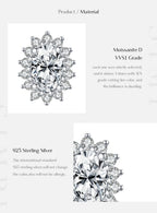 925 Sterling Silver Moissanite Halo Stud Earrings Bridal Wedding Engagement BandsCo Straps