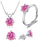 925 Sterling Silver 1ctx4 D Moissanite Necklace Earrings Set Bridal Jewelry BandsCo Straps