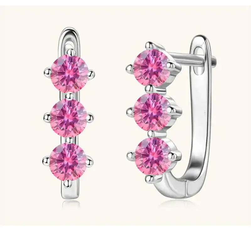925 Sterling Silver Moissanite Hoop Earrings.1ct 6D For Women Valentine Gift BandsCo Straps