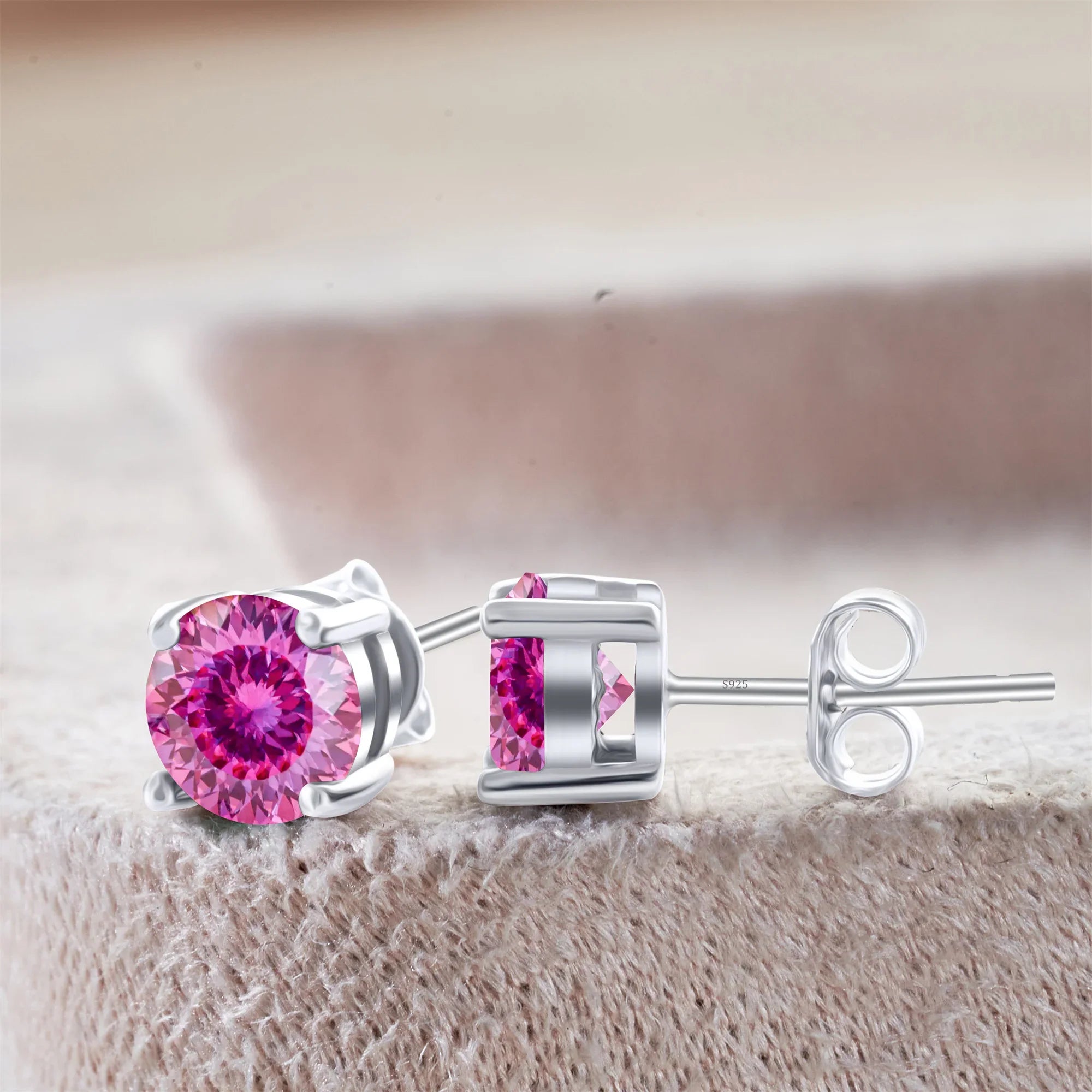 925 Sterling Silver Moissanite Stud Earrings - Round 1ctw Engagement Gift BandsCo Straps