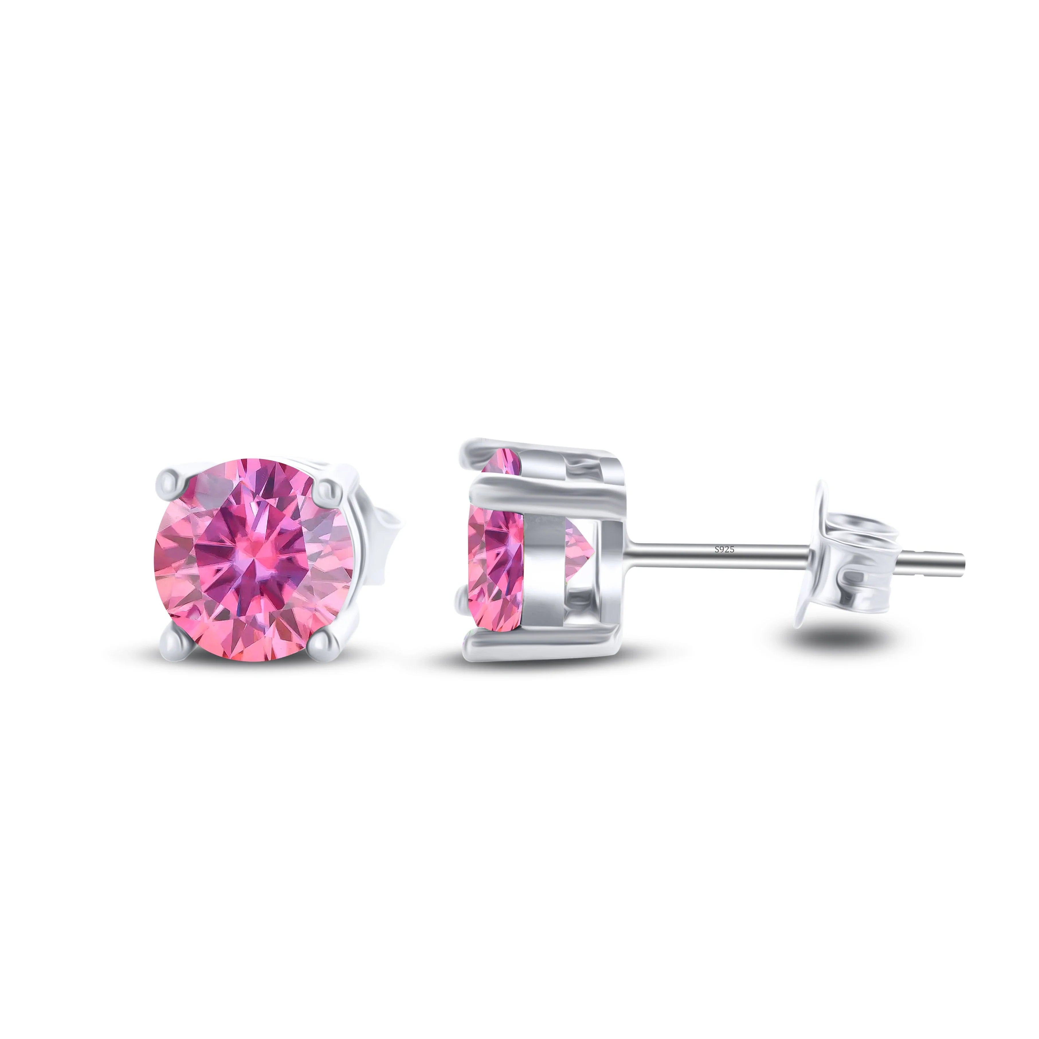 925 Sterling Silver Moissanite Stud Earrings - Round 1ctw Engagement Gift BandsCo Straps