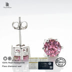 925 Sterling Silver Moissanite Stud Earrings Round VVS1 Pink Yellow Gift BandsCo Straps
