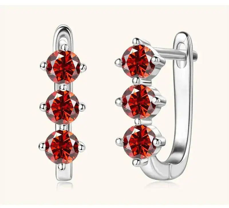 925 Sterling Silver Moissanite Hoop Earrings.1ct 6D For Women Valentine Gift BandsCo Straps