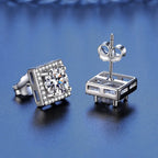 925 Sterling Silver Square Moissanite Stud Earrings 0.5-1 Ct Couples BandsCo Straps