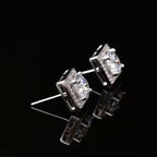925 Sterling Silver Square Moissanite Stud Earrings 0.5-1 Ct Couples BandsCo Straps