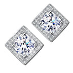 925 Sterling Silver Square Moissanite Stud Earrings 0.5-1 Ct Couples BandsCo Straps