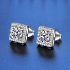 925 Sterling Silver Square Moissanite Stud Earrings 0.5-1 Ct Couples BandsCo Straps