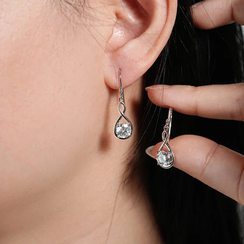 925 Sterling Silver 1ct Round Moissanite Teardrop Earrings Classic Casual BandsCo Straps