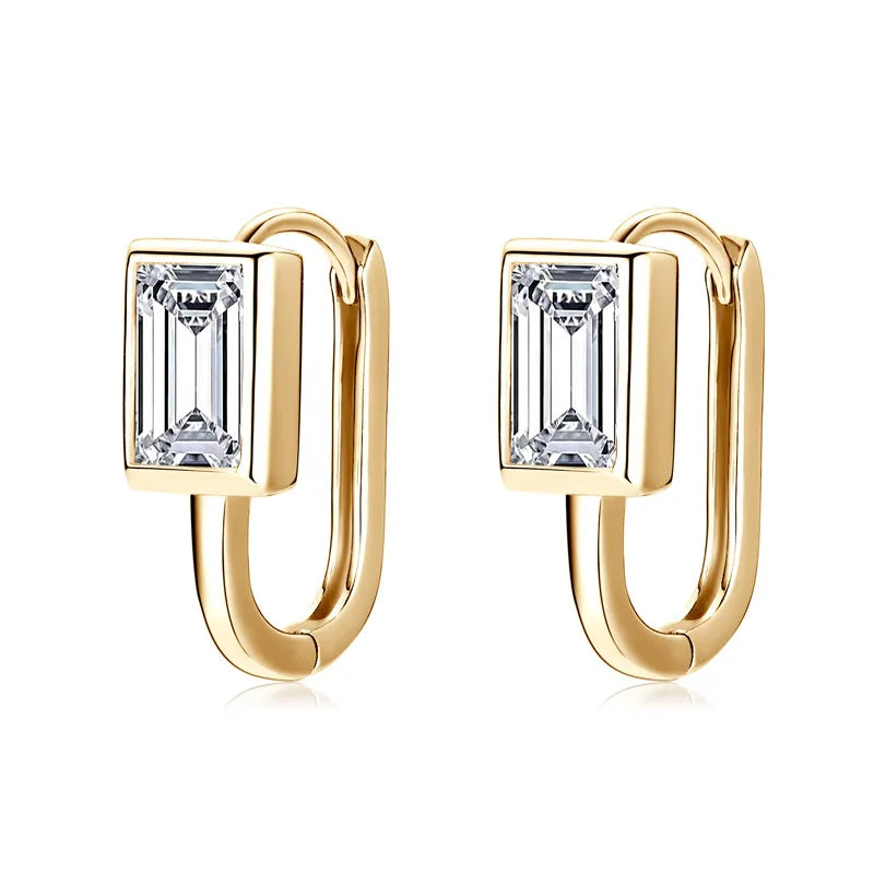 925 Sterling Silver 2x1ct Rectangular Moissanite Stud Earrings Unisex BandsCo Straps