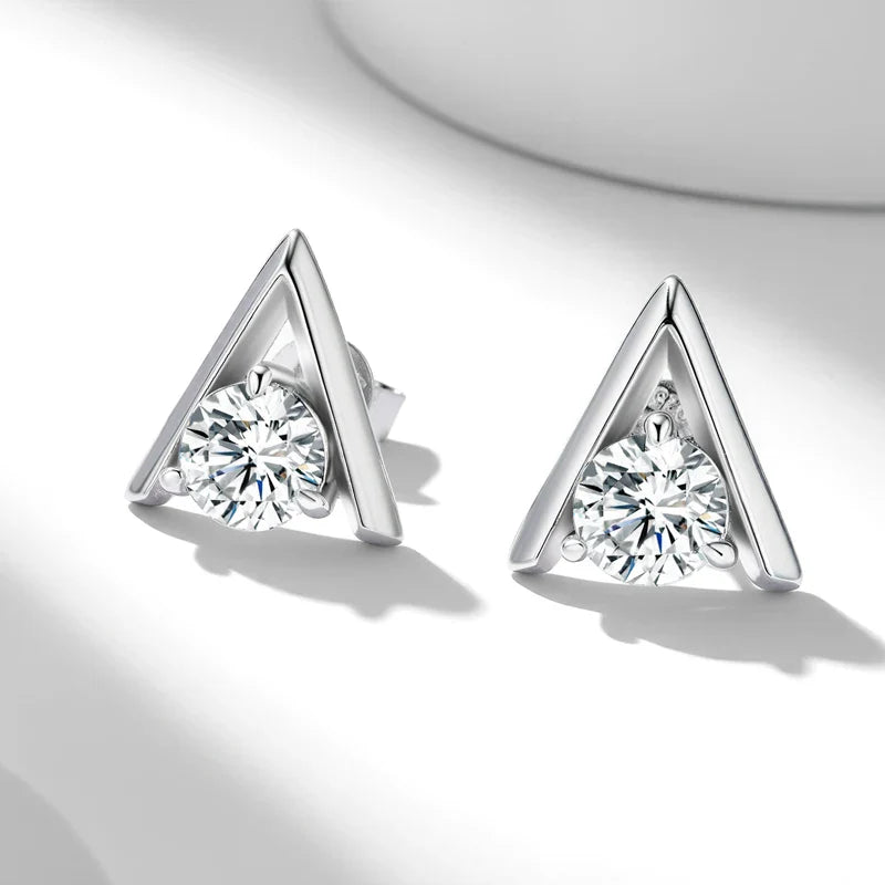 925 Sterling Silver V-Shaped 2-Carat (1ctx2) Moissanite Stud Earrings Unisex BandsCo Straps