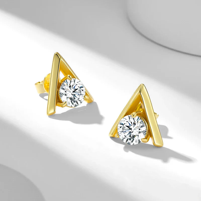 925 Sterling Silver V-Shaped 2-Carat (1ctx2) Moissanite Stud Earrings Unisex BandsCo Straps