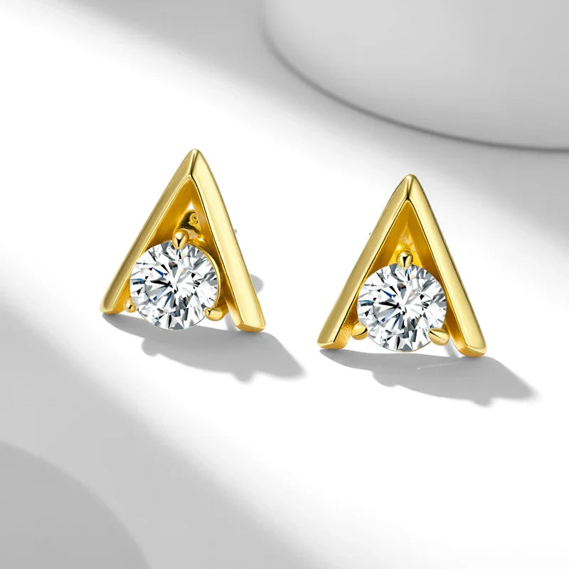 925 Sterling Silver V-Shaped 2-Carat (1ctx2) Moissanite Stud Earrings Unisex BandsCo Straps