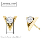 925 Sterling Silver V-Shaped 2-Carat (1ctx2) Moissanite Stud Earrings Unisex BandsCo Straps