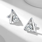 925 Sterling Silver V-Shaped 2-Carat (1ctx2) Moissanite Stud Earrings Unisex BandsCo Straps