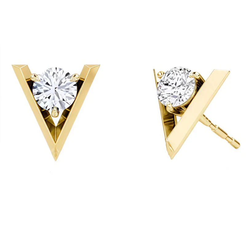 925 Sterling Silver V-Shaped 2-Carat (1ctx2) Moissanite Stud Earrings Unisex BandsCo Straps