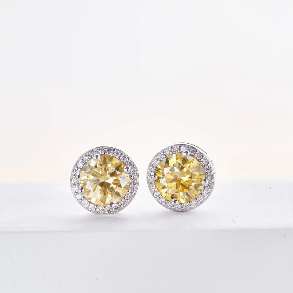 925 Sterling Silver 1ct Moissanite Round Stud Earrings Bridal Wedding Gift BandsCo Straps