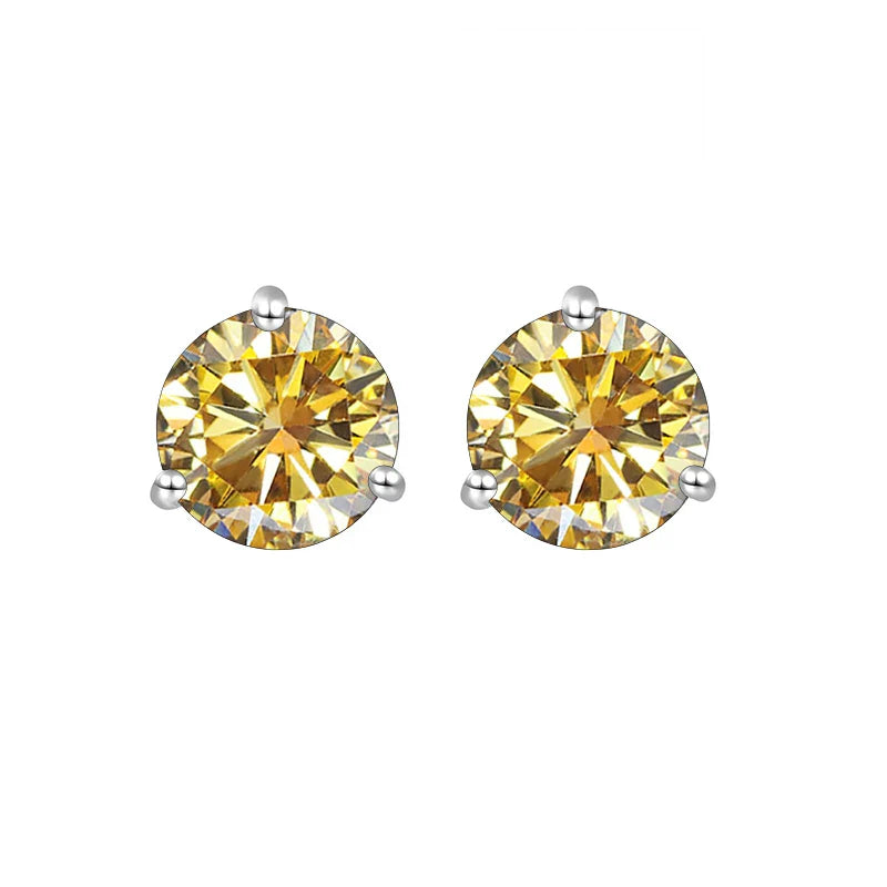 925 Sterling Silver Moissanite Stud Earrings 0.5CT 1CT Women Classic BandsCo Straps