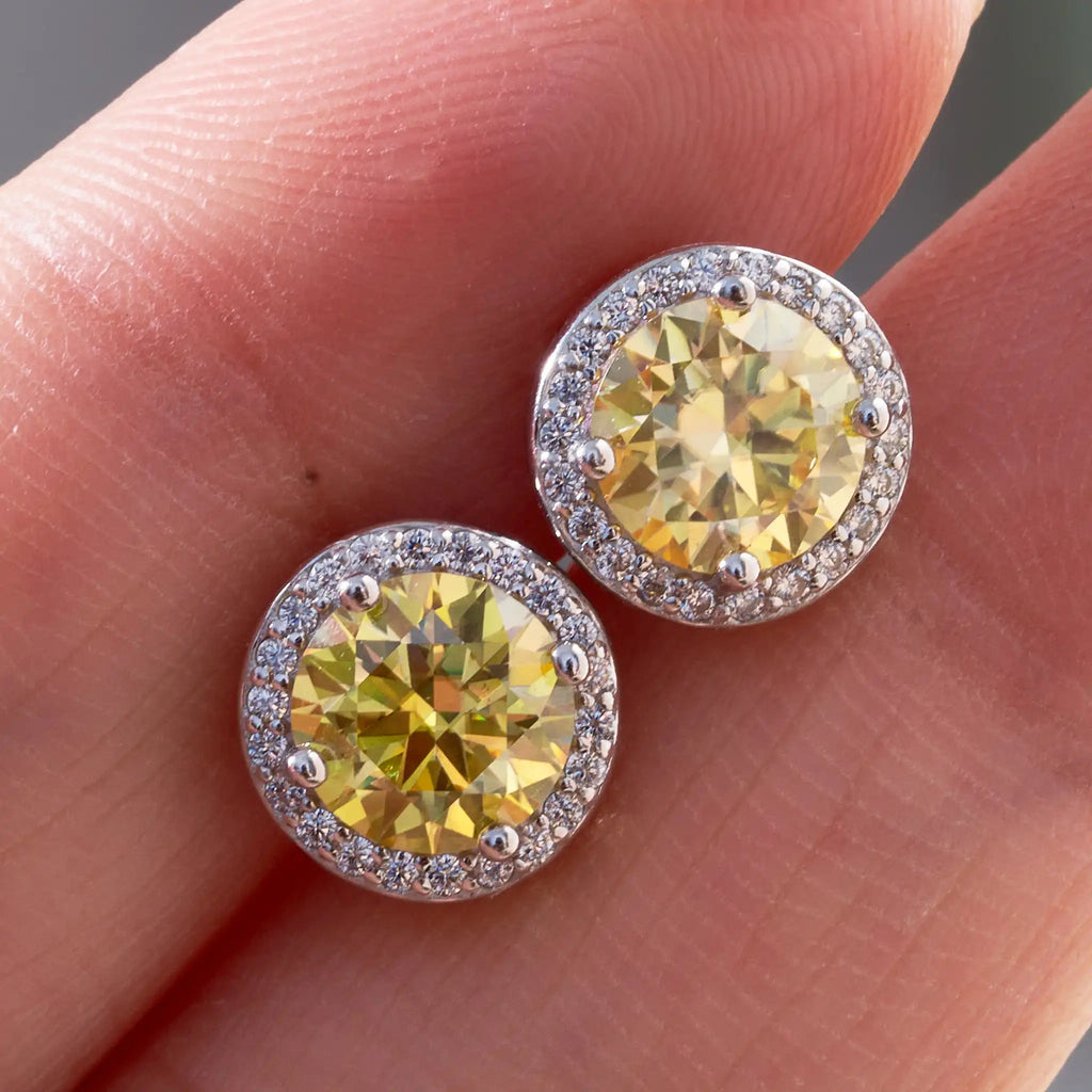 925 Sterling Silver 1ct Moissanite Round Stud Earrings Bridal Wedding Gift BandsCo Straps