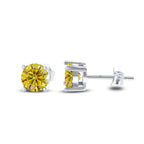 925 Sterling Silver Moissanite Stud Earrings - Round 1ctw Engagement Gift BandsCo Straps