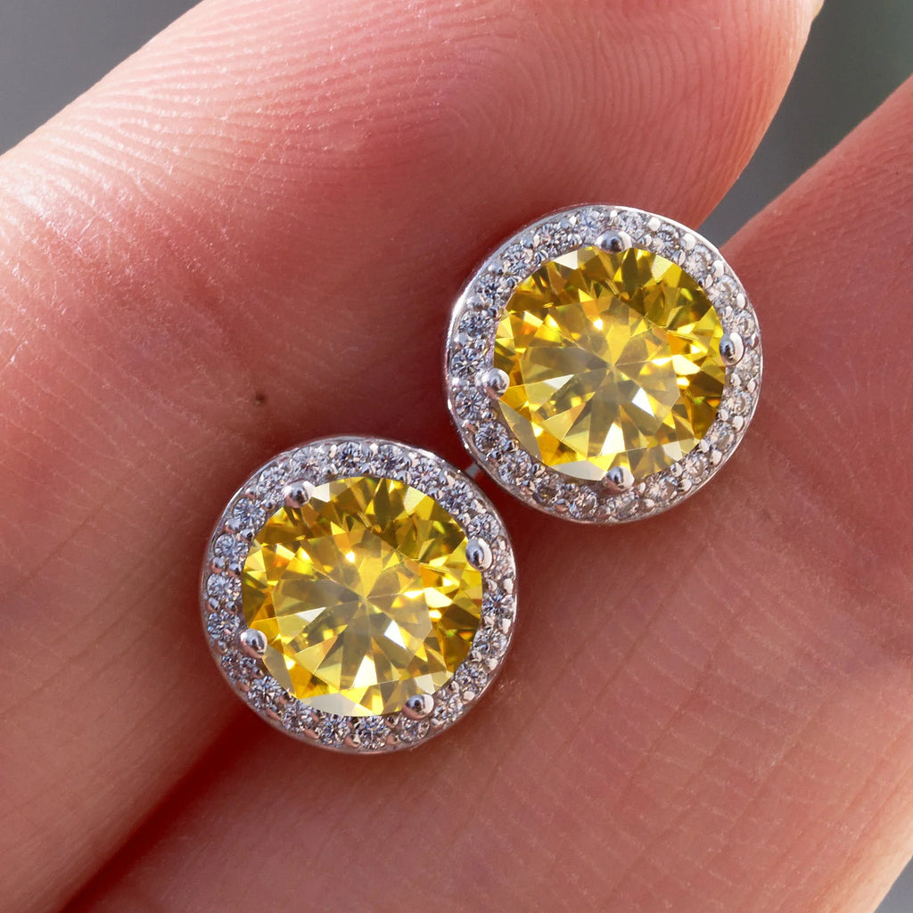 925 Sterling Silver 1ct Moissanite Round Stud Earrings Bridal Wedding Gift BandsCo Straps