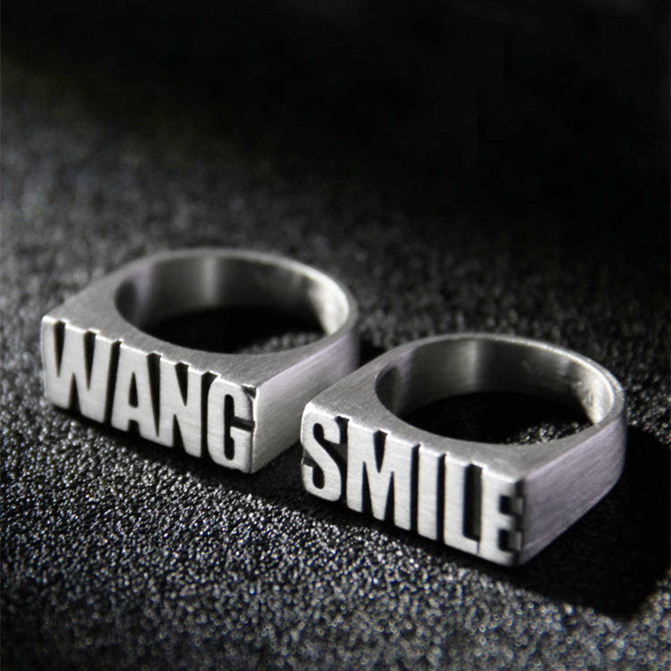 Customized Alphabet Couple Ring Customized Sterling Silver Couple Style Pi-Mart