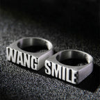 Customized Alphabet Couple Ring Customized Sterling Silver Couple Style Pi-Mart