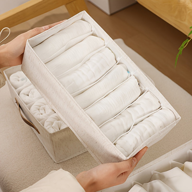 [Popular Choice] 1pc Beige Foldable Drawer Organizer with Rose Golden Handles - Stackable Fabric Storage Bin for Socks, Underwear, Bras, Ties & Accessories - Contemporary Closet Organization Solution, Closet Organizers And St Lootquake LLC