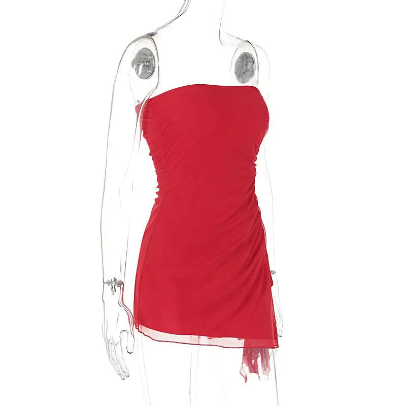 Y2K Tube-top Split Dress Summer Ins Fashion Backless Short Dresses For Women - SJB-DIAMOND ELITES