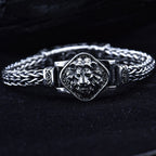 S925 Sterling Silver Vintage Hand-woven Domineering Lion Bracelet Ethnic Style Pi-Mart