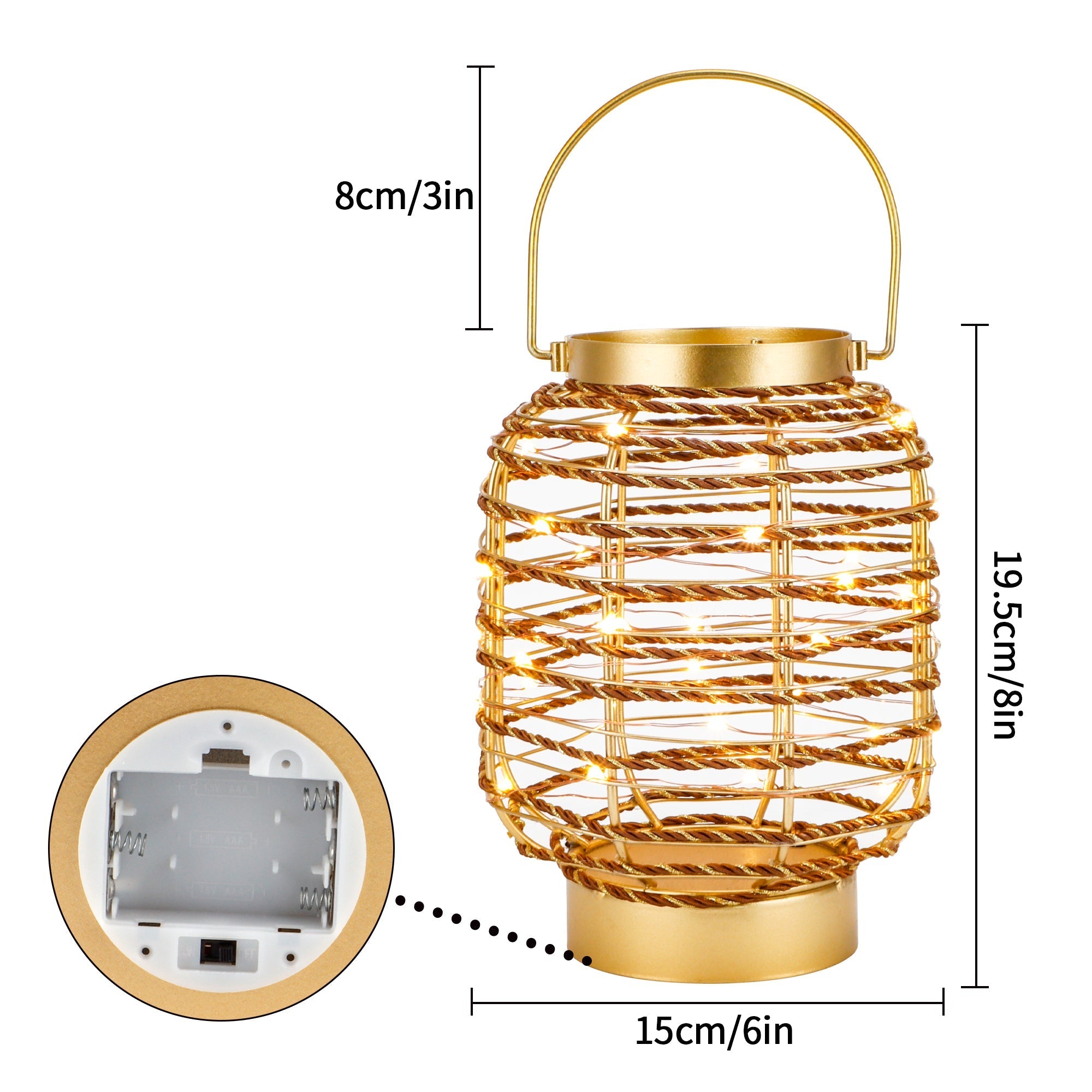 Battery Operated Table Lamp 7.7 "H Metal Cage LED Cordless Lamp with 6-Hour Timer, Vintage Decorative Fairy Lights Lantern for Indoor/Outdoor Bedrooms Weddings Parties Patio Events Lootquake LLC