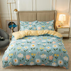 Cover Set Bed Cotton Quilt Bedsheet Bedding Duvet Fitted Pi-Mart