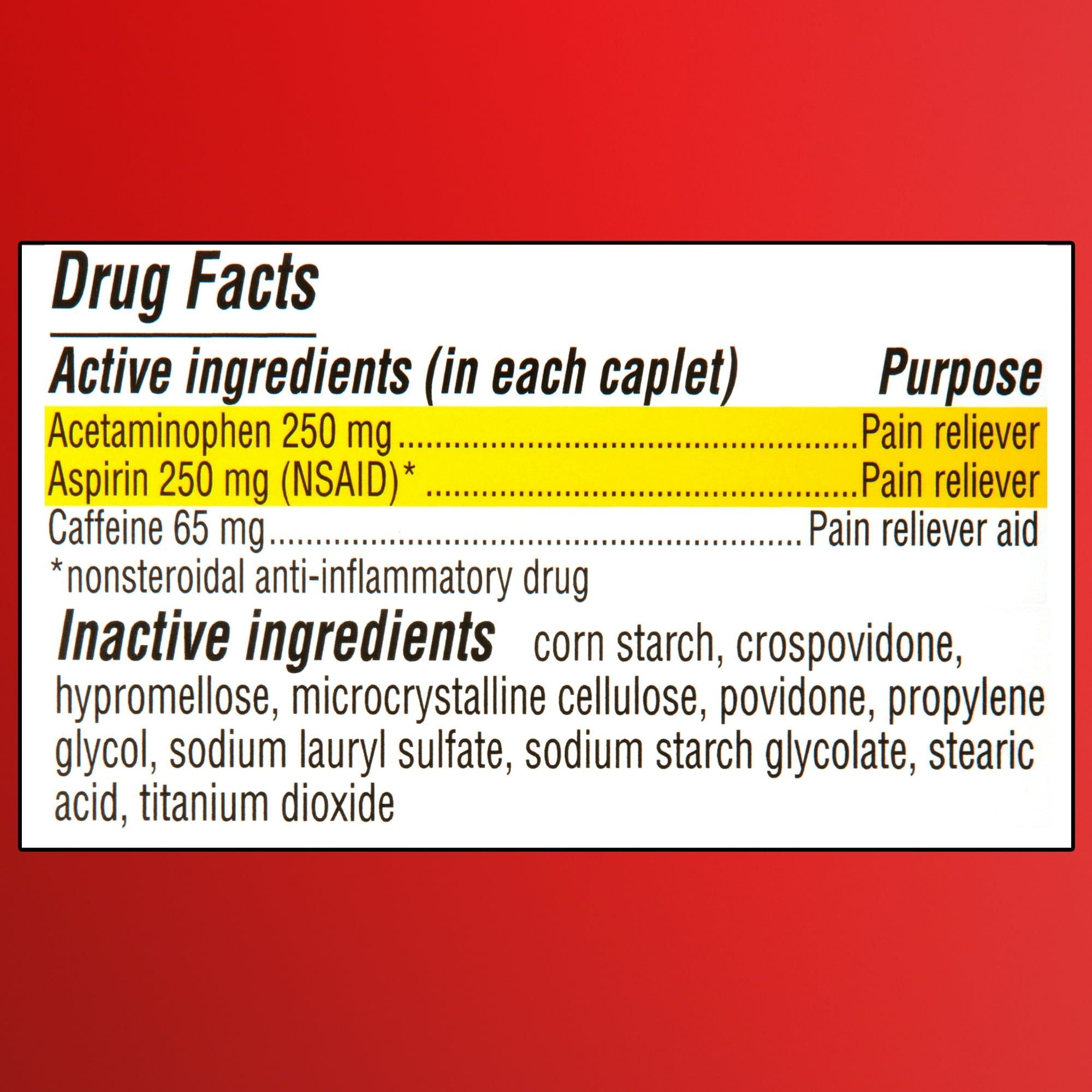 Equate Extra Strength Headache Relief Caplets; 250 mg; 100 Count; Twin Pack